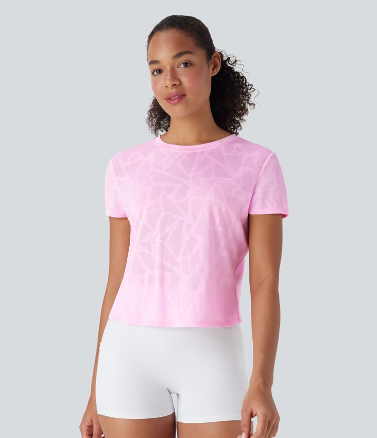 OneForm Seamless Flow Jacquard Crossover Hem Yoga Sports Top
