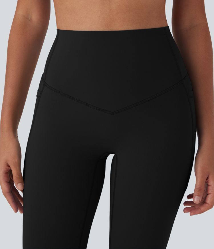 Halara UltraSculpt™ High Waisted Tummy Control Cropped Yoga Bootcut Leggings with Pockets
