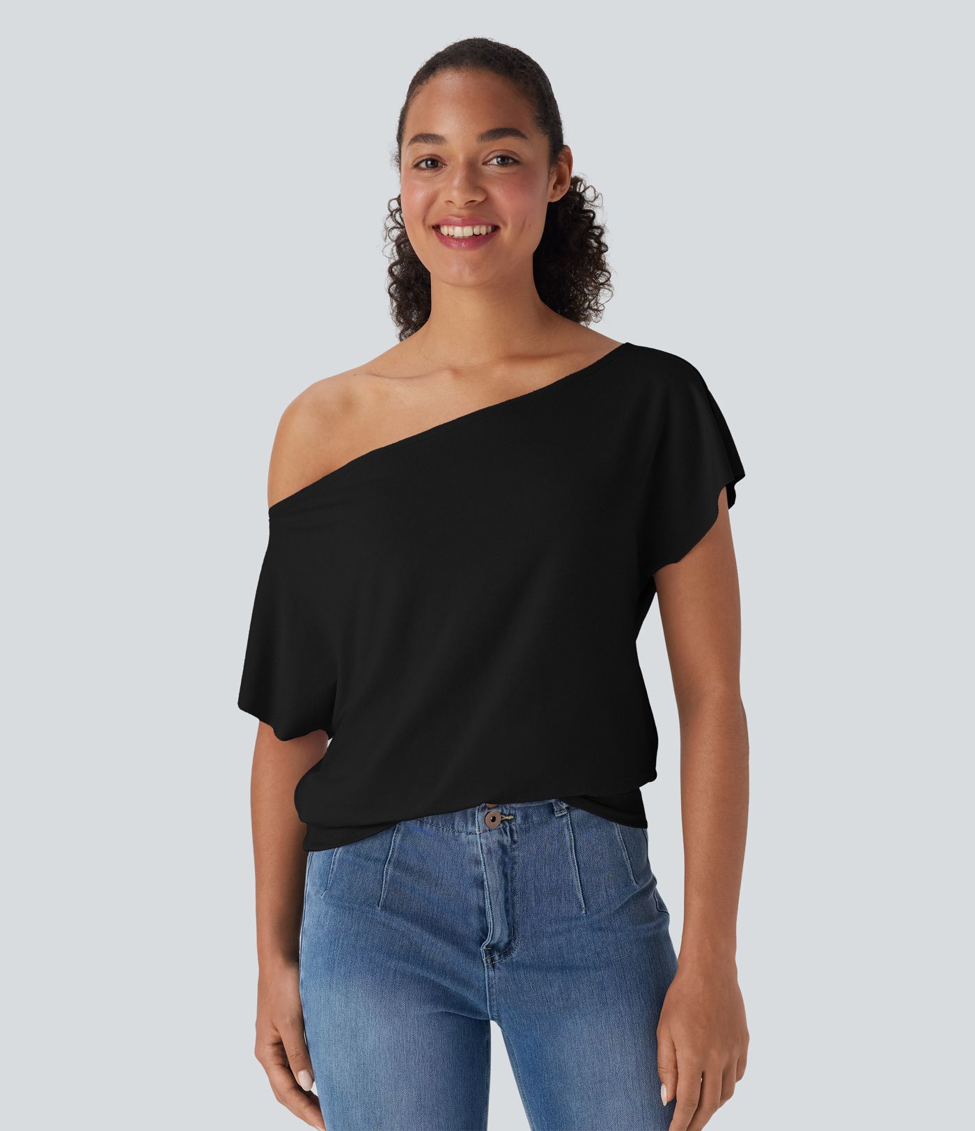 One Shoulder Short Sleeve Casual Top