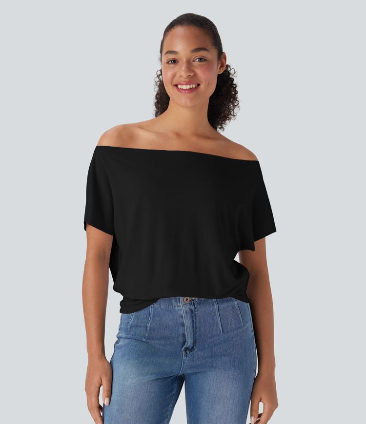 One Shoulder Short Sleeve Casual Top
