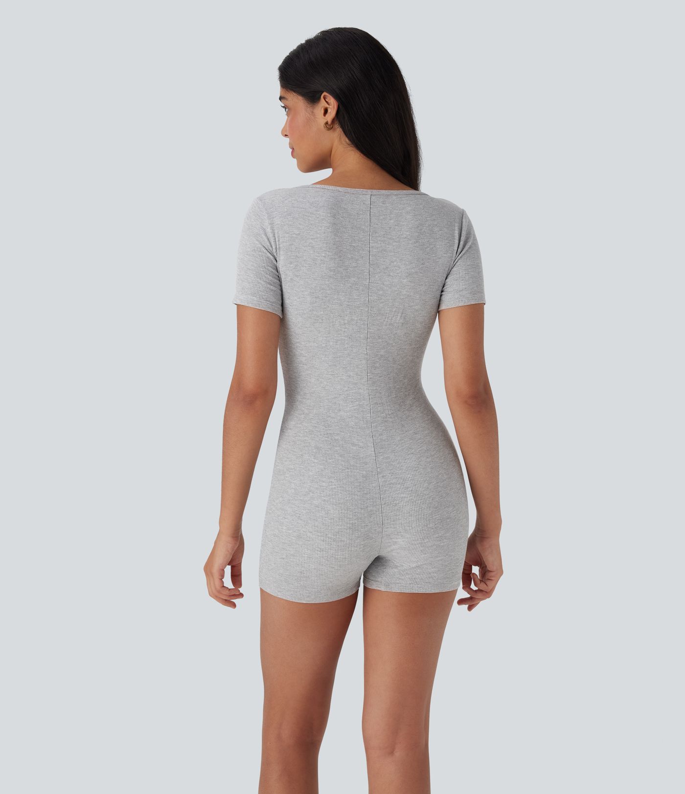 Henley Neck Short Sleeve Playsuit Casual Romper