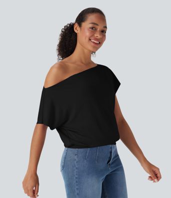 One Shoulder Short Sleeve Casual Top