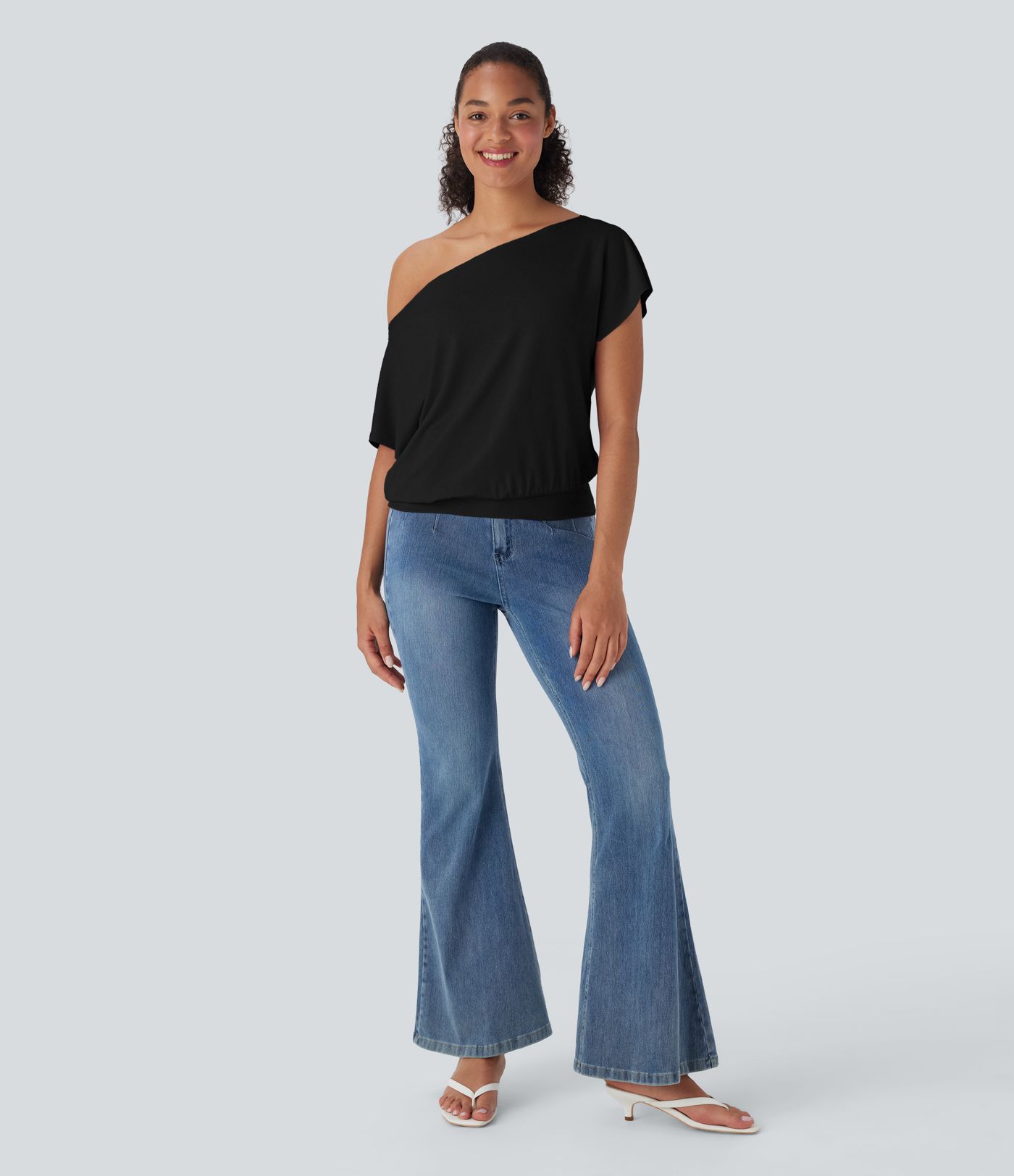 One Shoulder Short Sleeve Casual Top