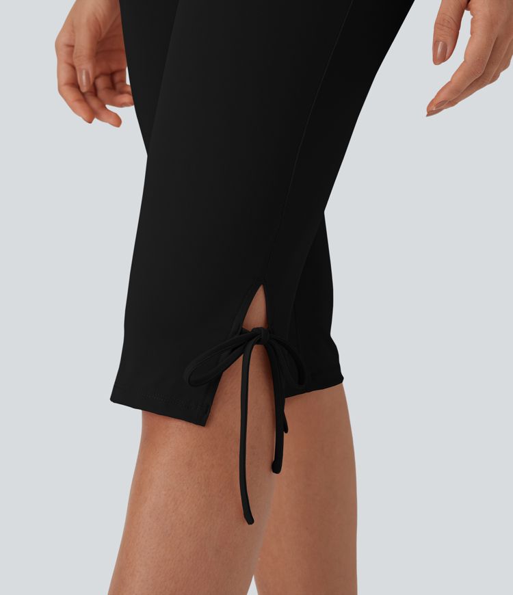 Pantalon Capri Décontracté à Lacets mi-hauteur avec Poches