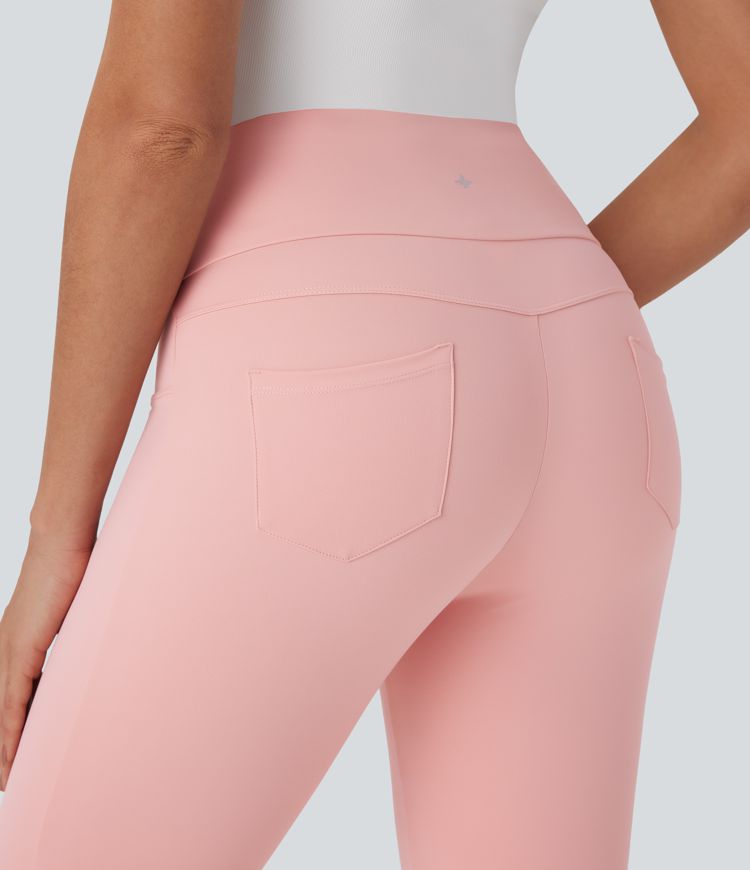 Mid Rise Lace Up Capri Casual Pants with Pockets