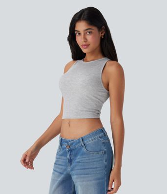 Kurzes, lässiges Tanktop mit Rundhalsausschnitt