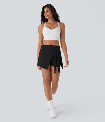 SoftlyZero™ QuickDry High Waisted Butt Lifting Tie Front 2-in-1 Mini Yoga Skirt with Pocket
