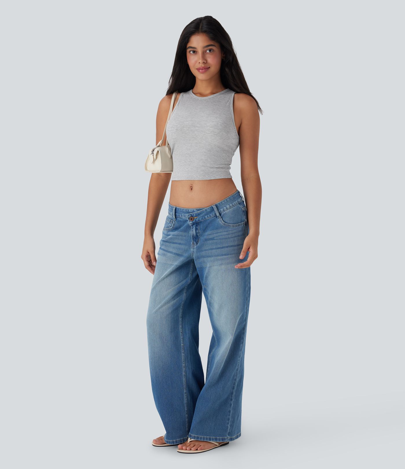 Kurzes, lässiges Tanktop mit Rundhalsausschnitt