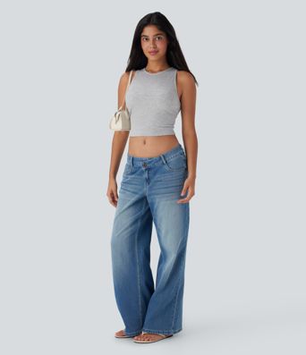 Kurzes, lässiges Tanktop mit Rundhalsausschnitt