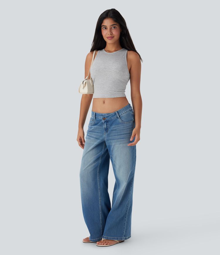 Kurzes, lässiges Tanktop mit Rundhalsausschnitt