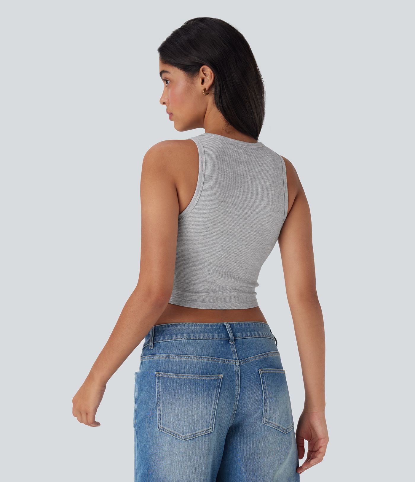 Kurzes, lässiges Tanktop mit Rundhalsausschnitt