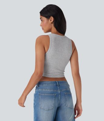 Kurzes, lässiges Tanktop mit Rundhalsausschnitt