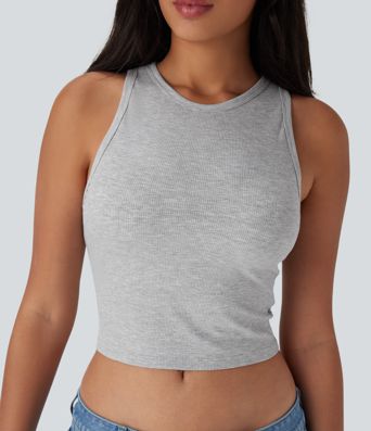 Kurzes, lässiges Tanktop mit Rundhalsausschnitt