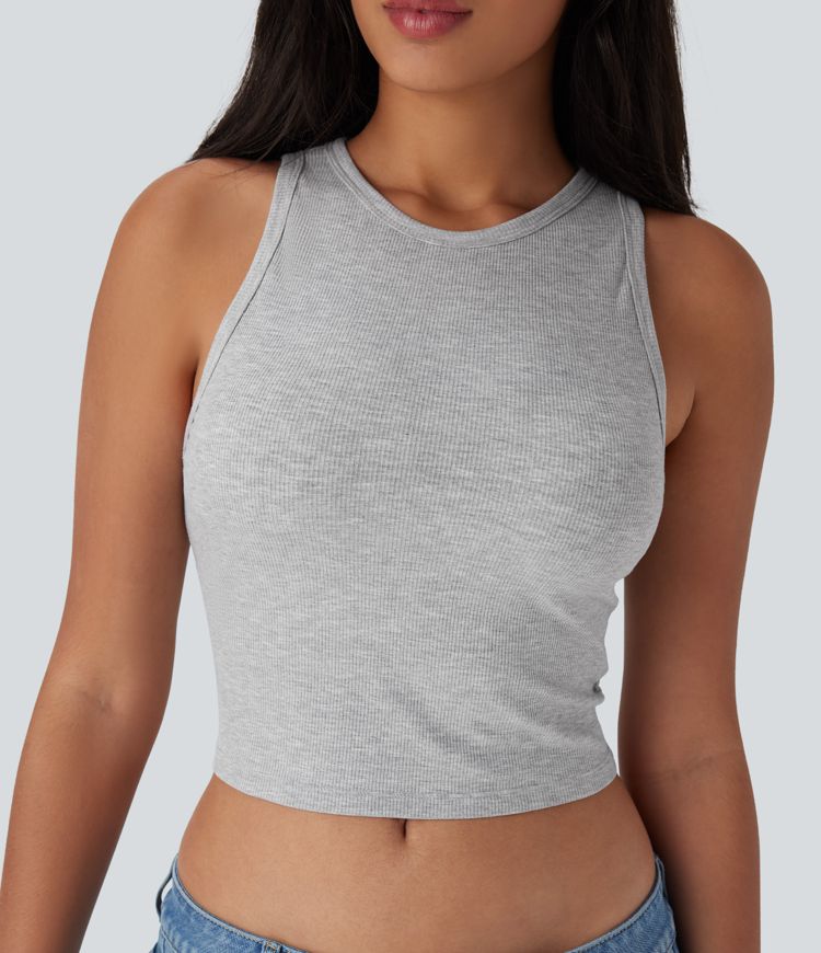 Kurzes, lässiges Tanktop mit Rundhalsausschnitt