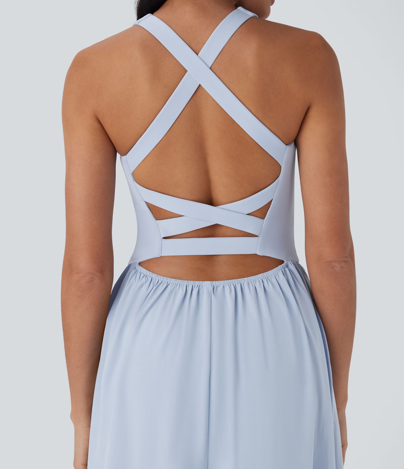 Robe longue décontractée Breezeful™ avec dos nu, bretelles croisées, séchage rapide et poches latérales