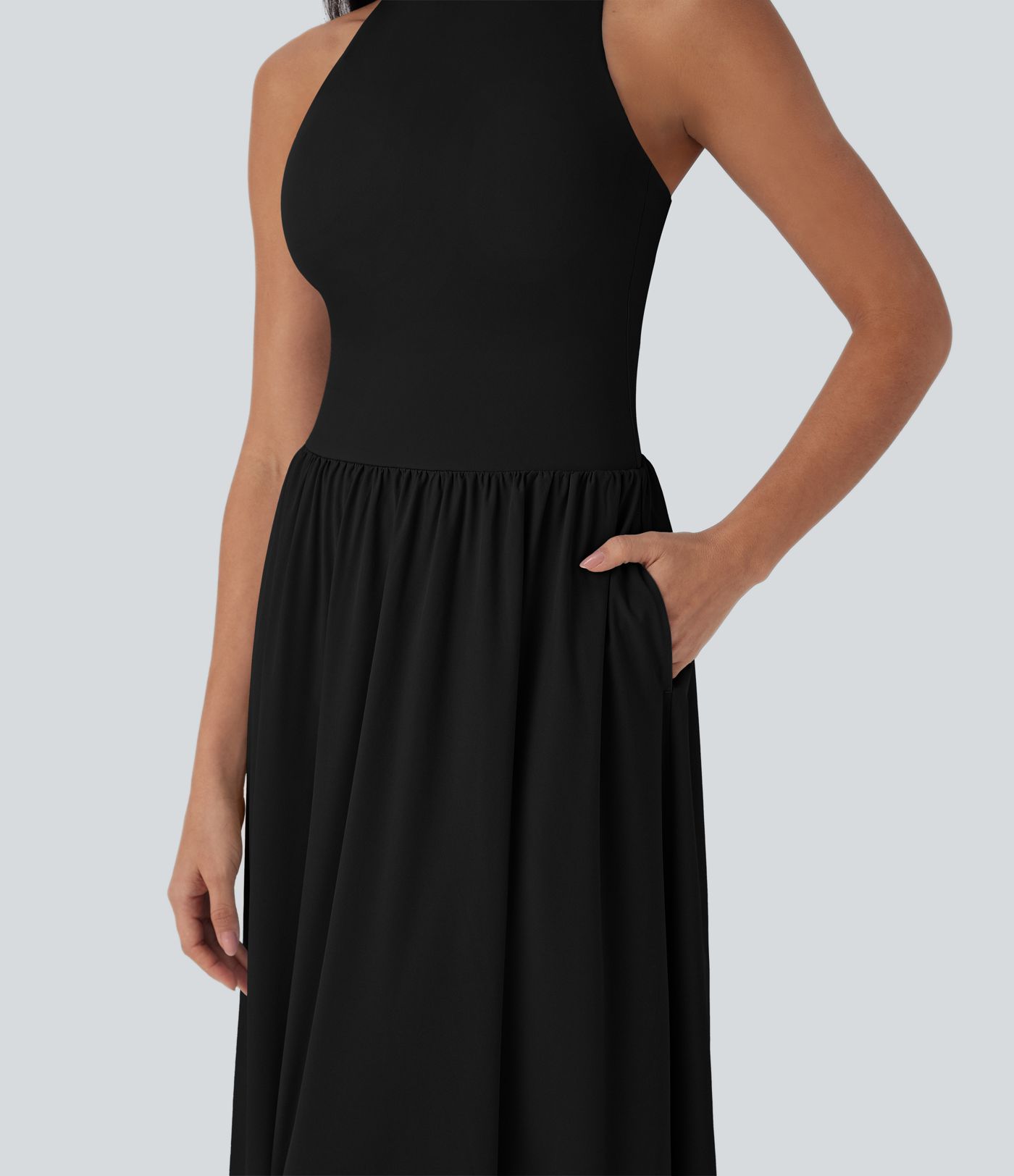 Robe longue décontractée Breezeful™ avec dos nu, bretelles croisées, séchage rapide et poches latérales