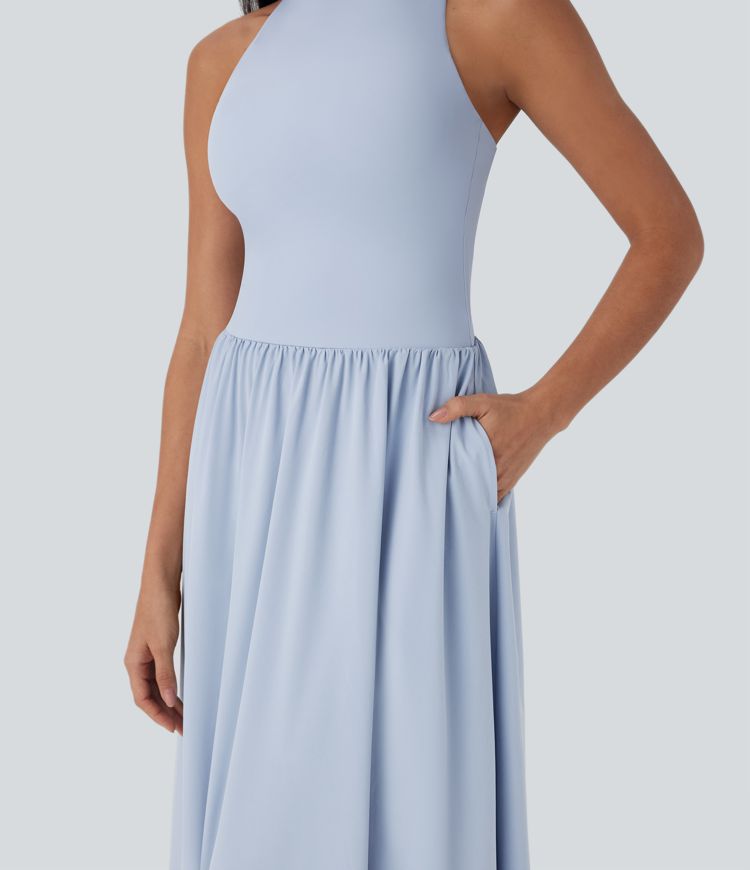 Robe longue décontractée Breezeful™ avec dos nu, bretelles croisées, séchage rapide et poches latérales