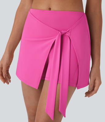 SoftlyZero™ QuickDry High Waisted Butt Lifting Tie Front 2-in-1 Mini Yoga Skirt with Pocket