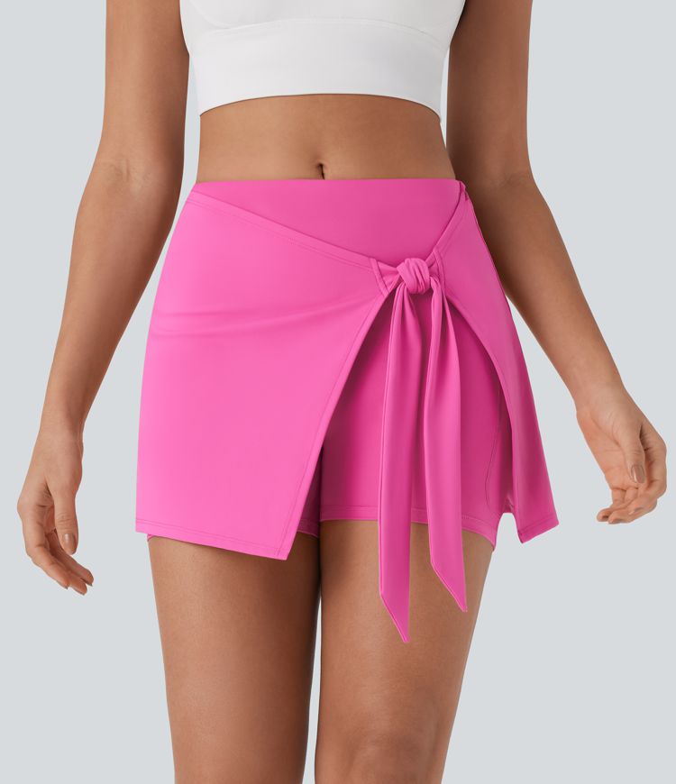 SoftlyZero™ QuickDry High Waisted Butt Lifting Tie Front 2-in-1 Mini Yoga Skirt with Pocket