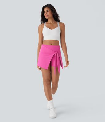 SoftlyZero™ QuickDry High Waisted Butt Lifting Tie Front 2-in-1 Mini Yoga Skirt with Pocket