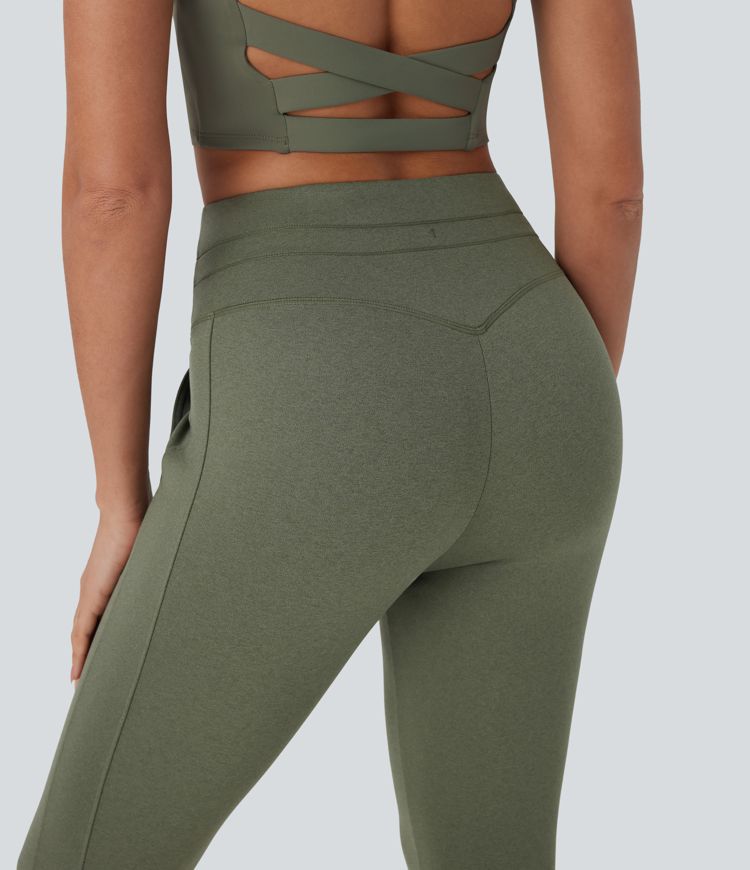 Hochsitzende Kordelzug-Caprihose mit Taschen, schnelltrocknend, für Yoga und Joggen