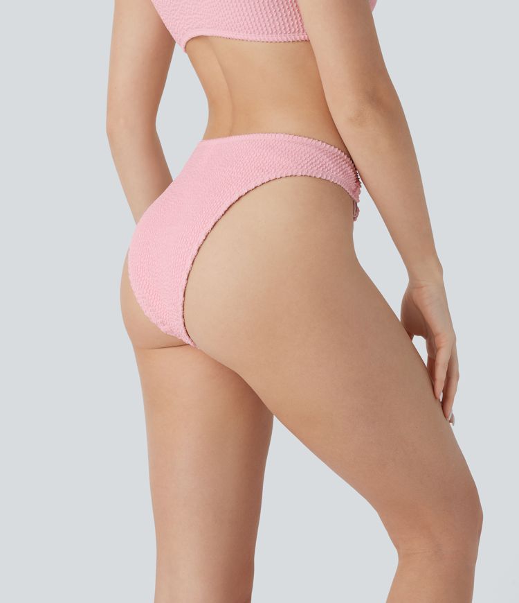 Traje baño bikini pierna alta diseño corazón arrugado