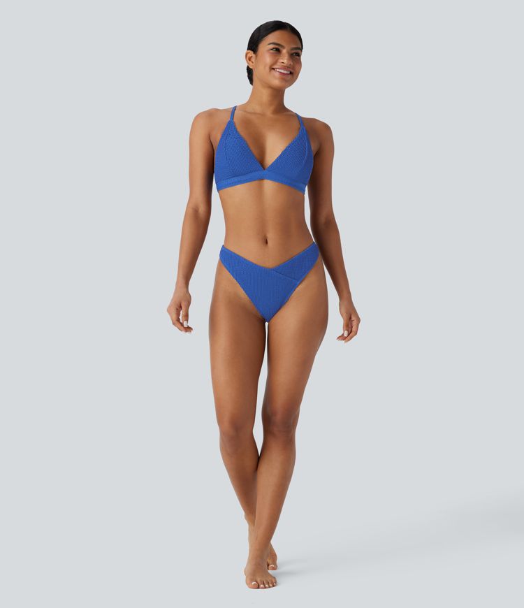 Haut de maillot de bain bikini dos nu à bretelles croisées réglables