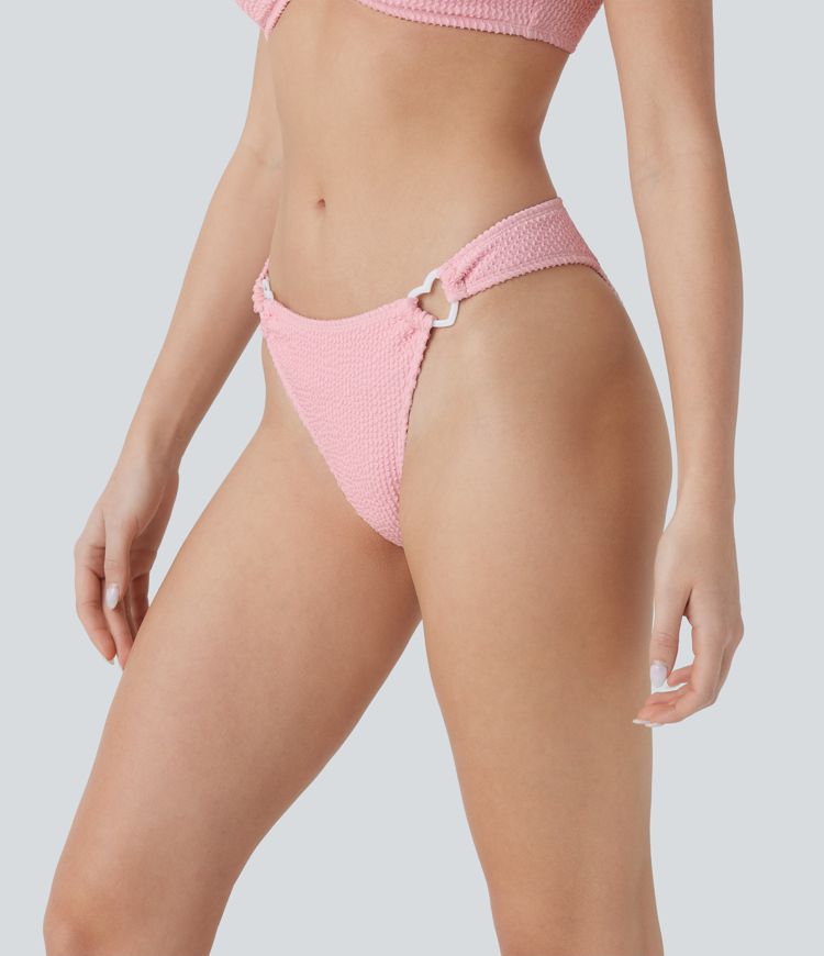 Traje baño bikini pierna alta diseño corazón arrugado