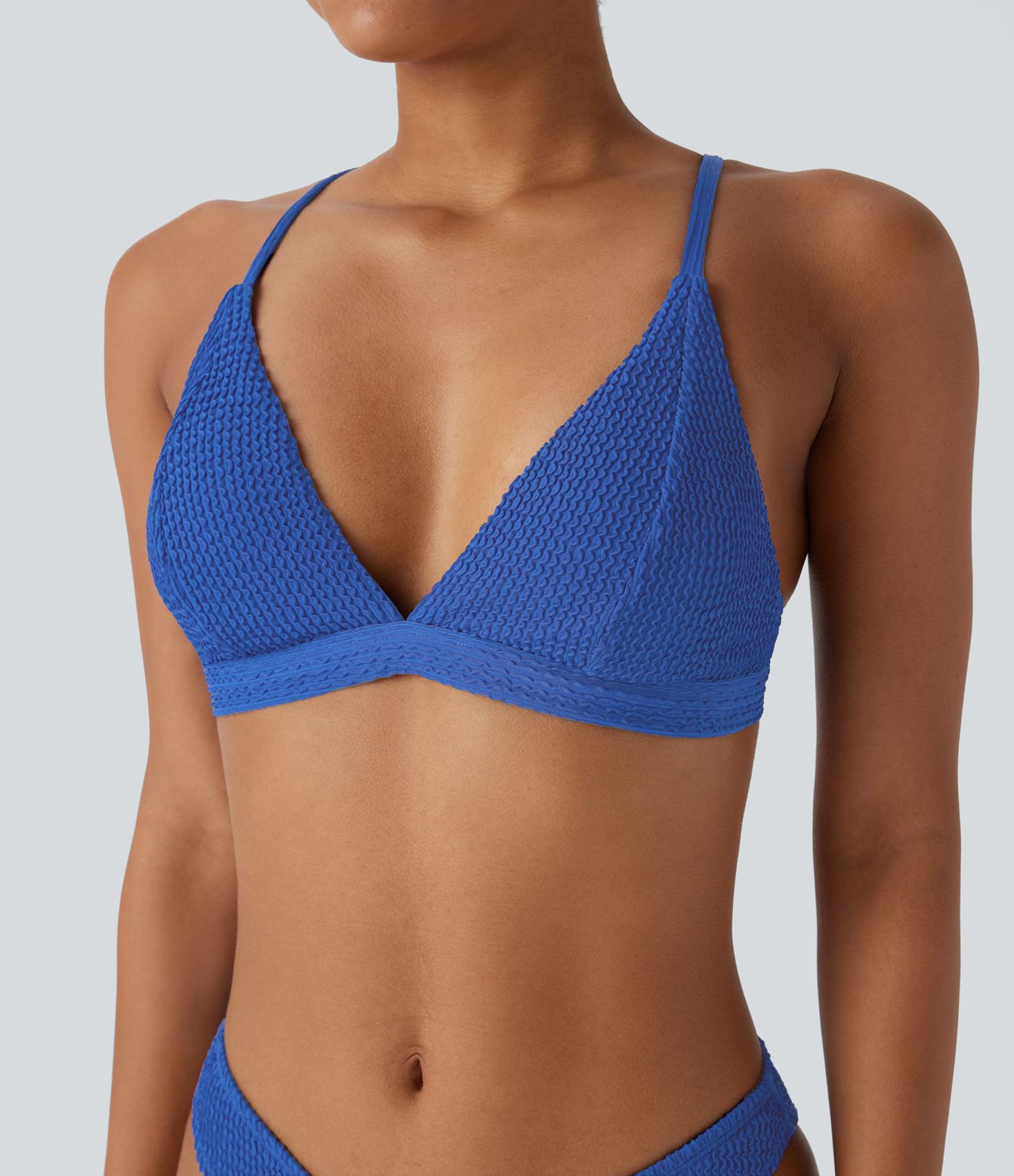 Haut de maillot de bain bikini dos nu à bretelles croisées réglables