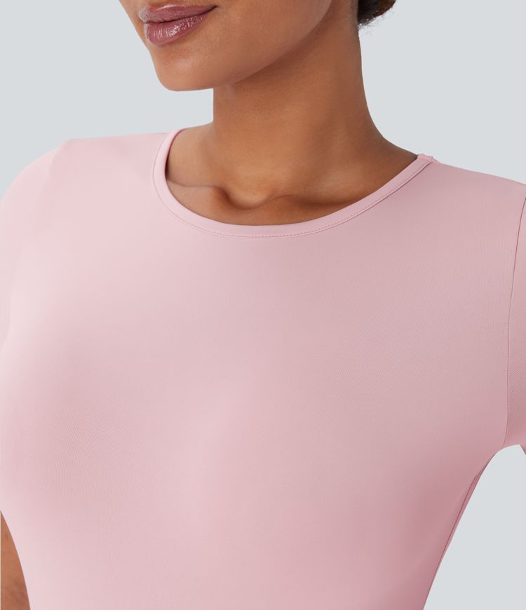 Round Neck Short Sleeve Casual Bodysuit