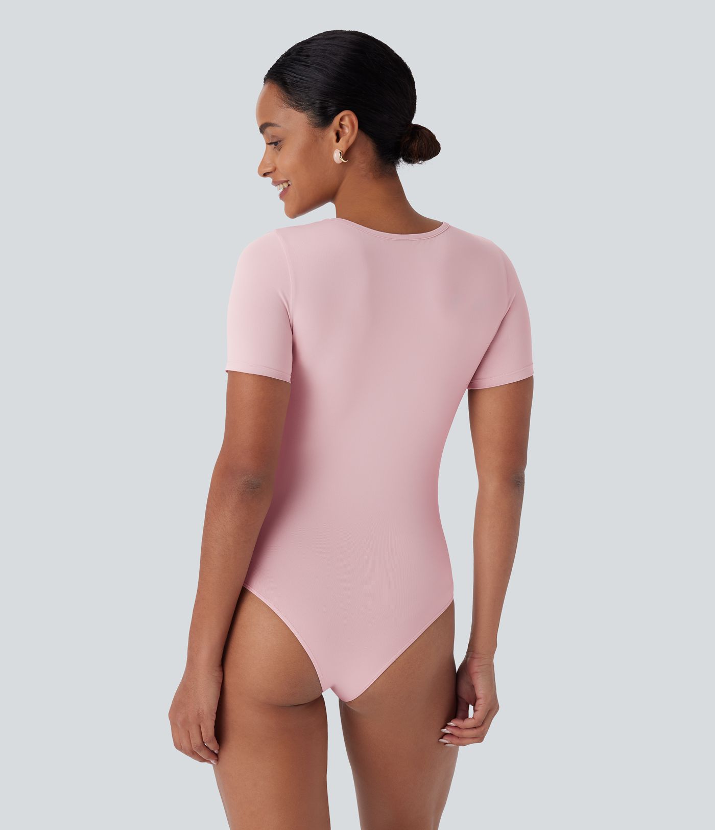 Round Neck Short Sleeve Casual Bodysuit