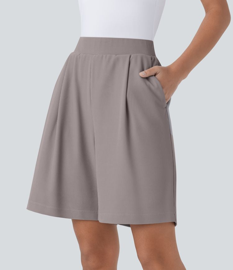 Satellite Bermudashorts mit hoher Taille, figurformend und taillenschlankend, mit Taschen, aus Micro‑Waffelstoff, für die Arbeit / 1