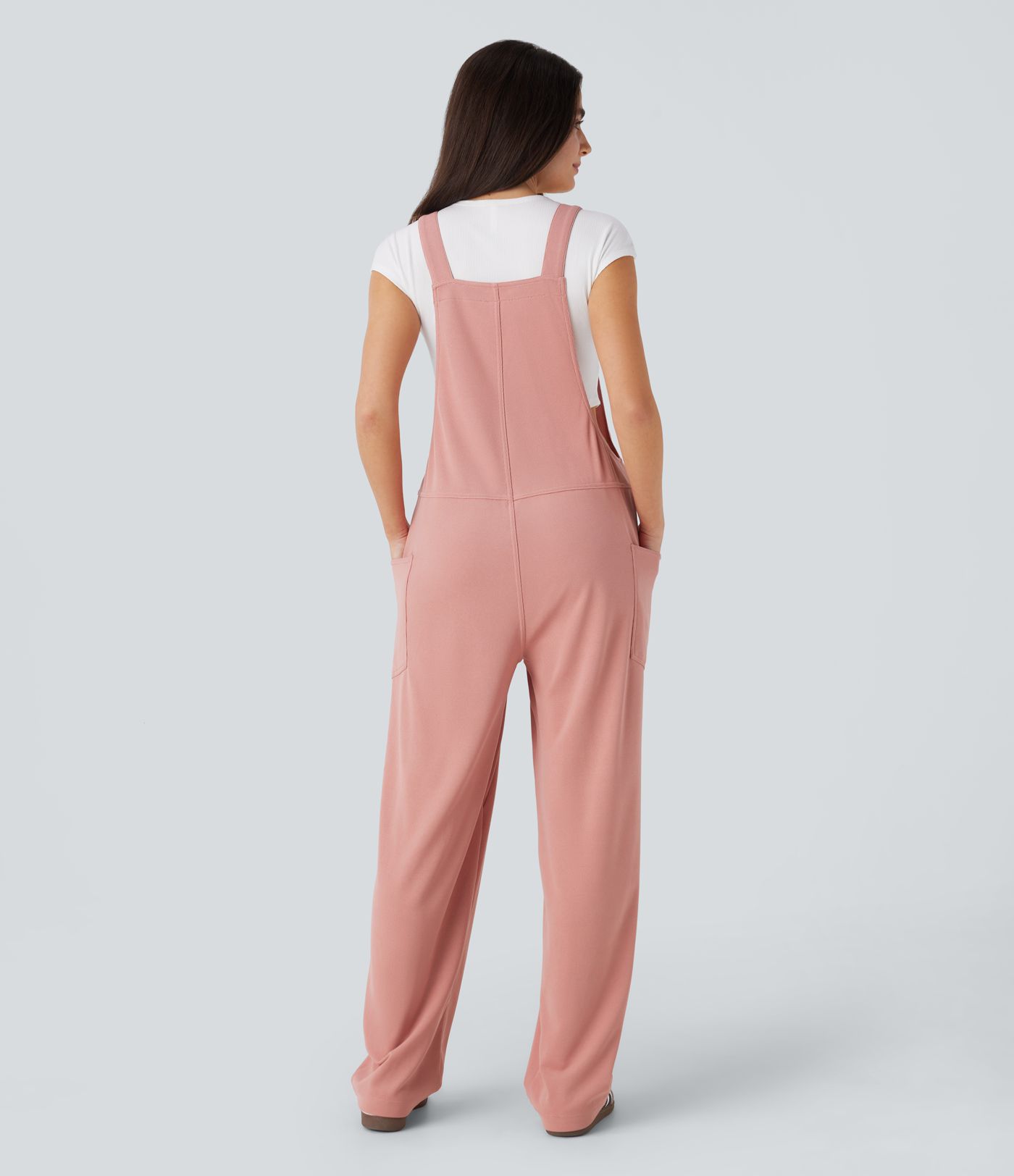 V Neck Side Pocket Waffle Casual Dungarees