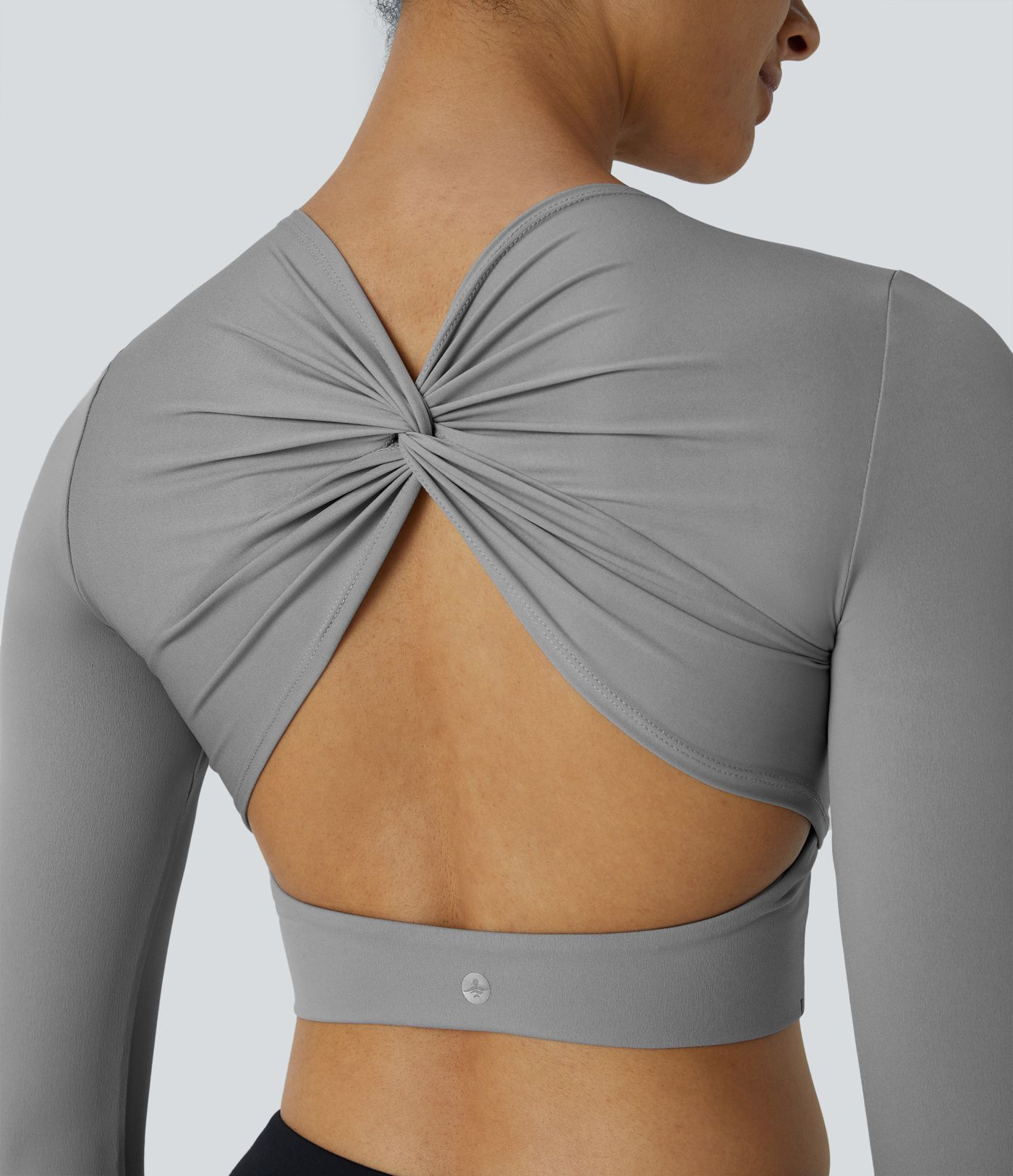 Softlyzero™ Round Neck Backless Twisted Long Sleeve Thumb Hole Cropped Training Sports Top-UPF50+