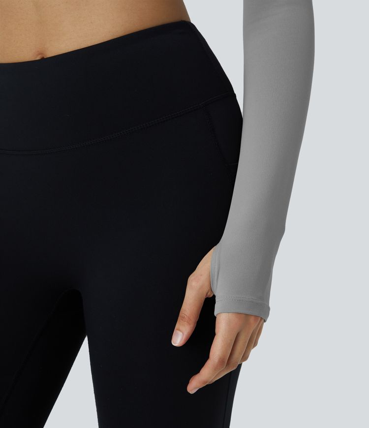 Softlyzero™ Round Neck Backless Twisted Long Sleeve Thumb Hole Cropped Training Sports Top-UPF50+