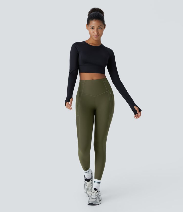 Wear-Resistant High Waisted Tummy Control Pockets 7/8 Rock Climbing Leggings