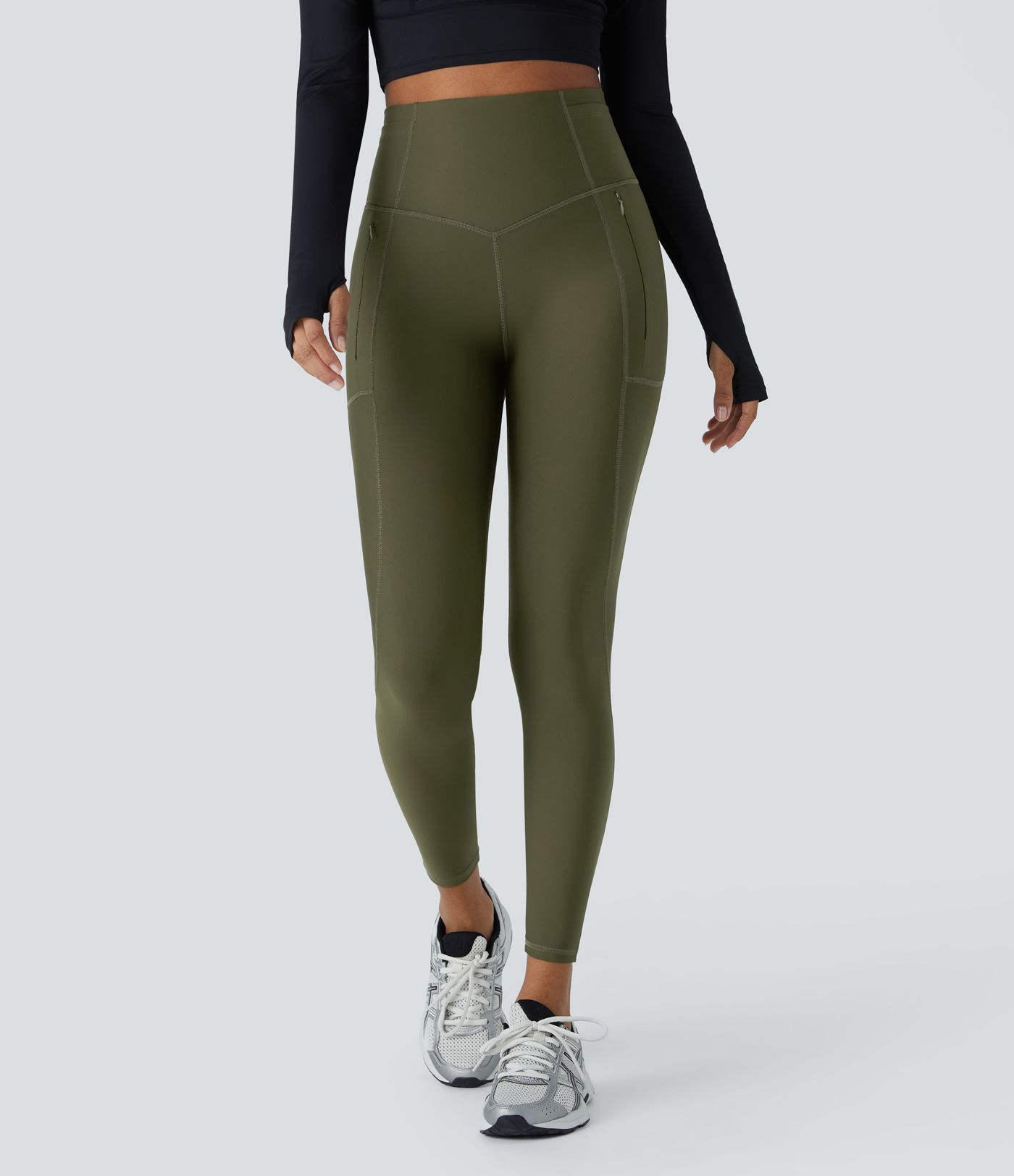 Wear-Resistant High Waisted Tummy Control Pockets 7/8 Rock Climbing Leggings