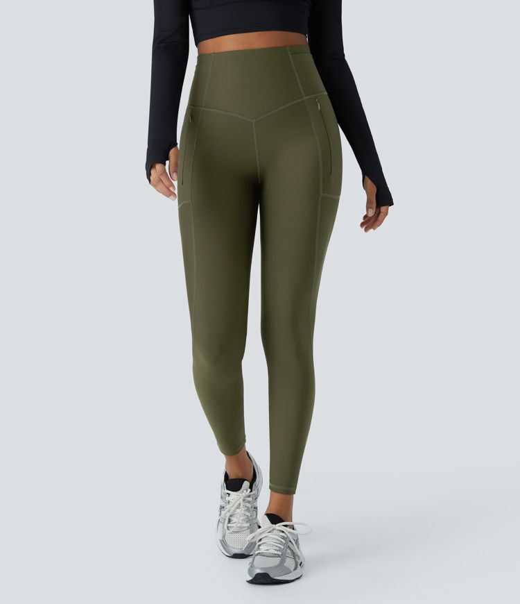 Wear-Resistant High Waisted Tummy Control Pockets 7/8 Rock Climbing Leggings