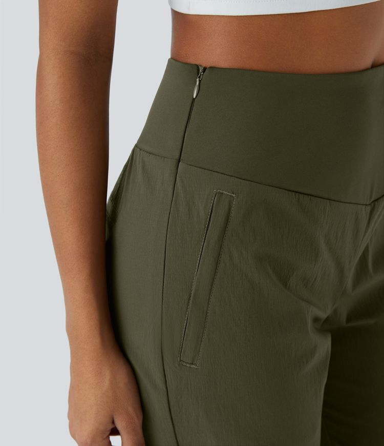 Wasserabweisende Ripstop-Campinghose mit hohem Bund und Seitentaschen mit unsichtbarem Reißverschluss