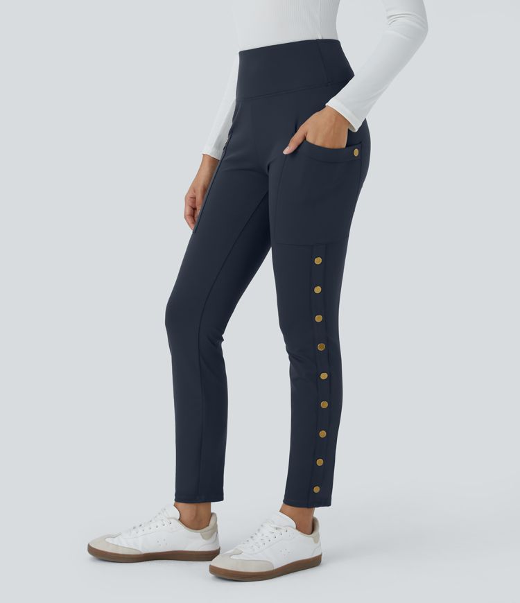Pantalon ajusté longueur cheville taille haute avec poches décoratives DayStretch