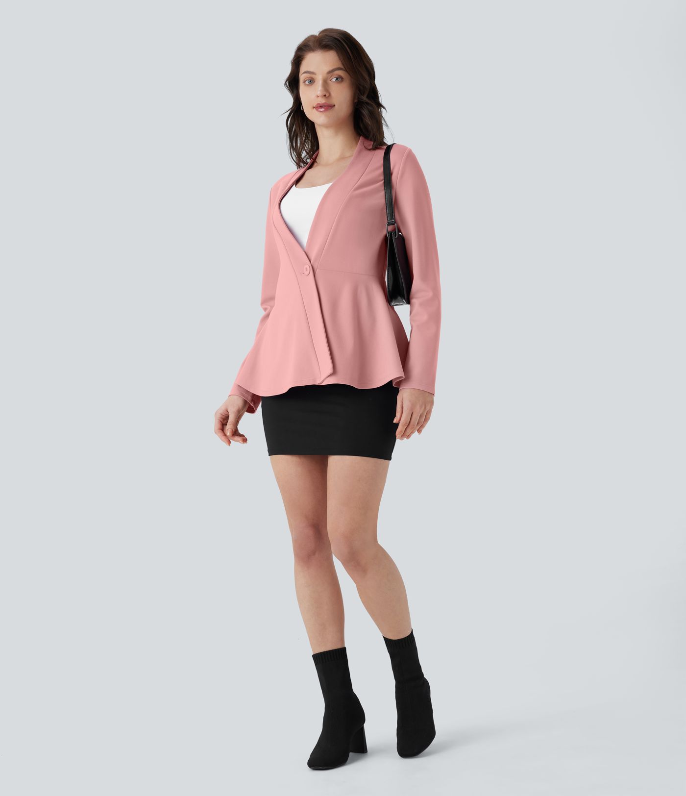 SculptKnit V Neck Single Front Work Peplum Jacket