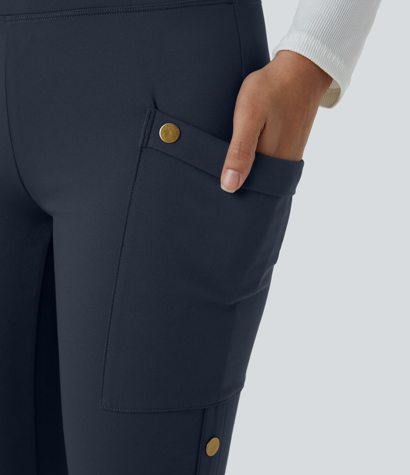 Pantalon ajusté longueur cheville taille haute avec poches décoratives DayStretch