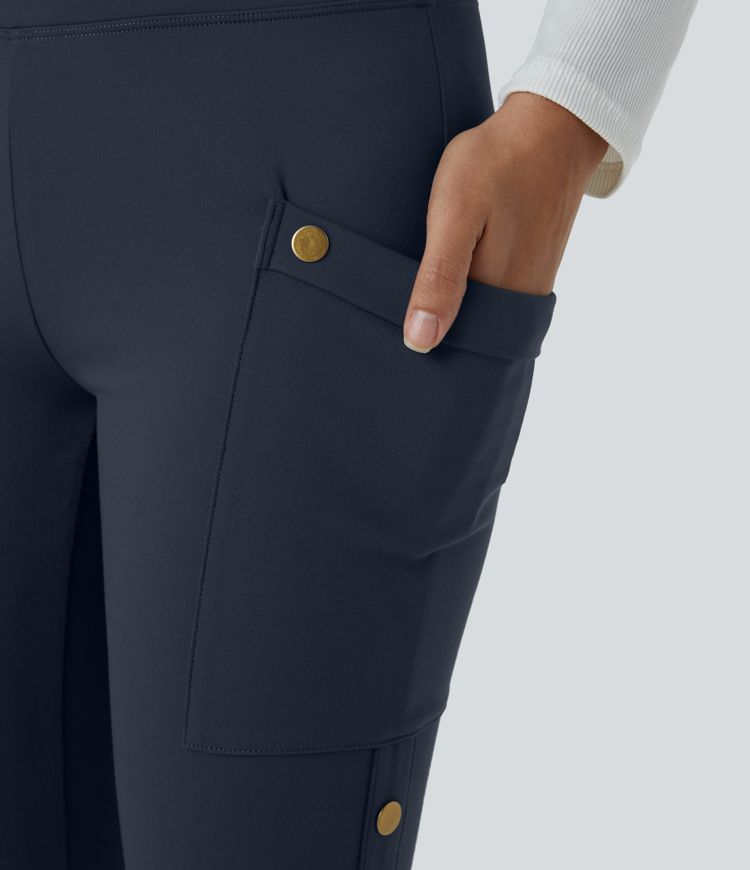 Pantalon ajusté longueur cheville taille haute avec poches décoratives DayStretch