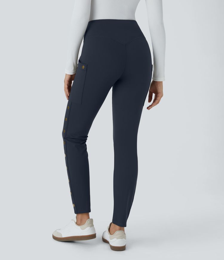 Pantalon ajusté longueur cheville taille haute avec poches décoratives DayStretch
