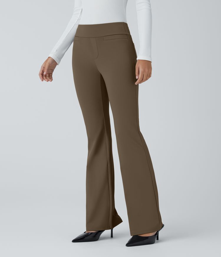 Mid Rise Back Side Pocket Slight Flare Work Pants