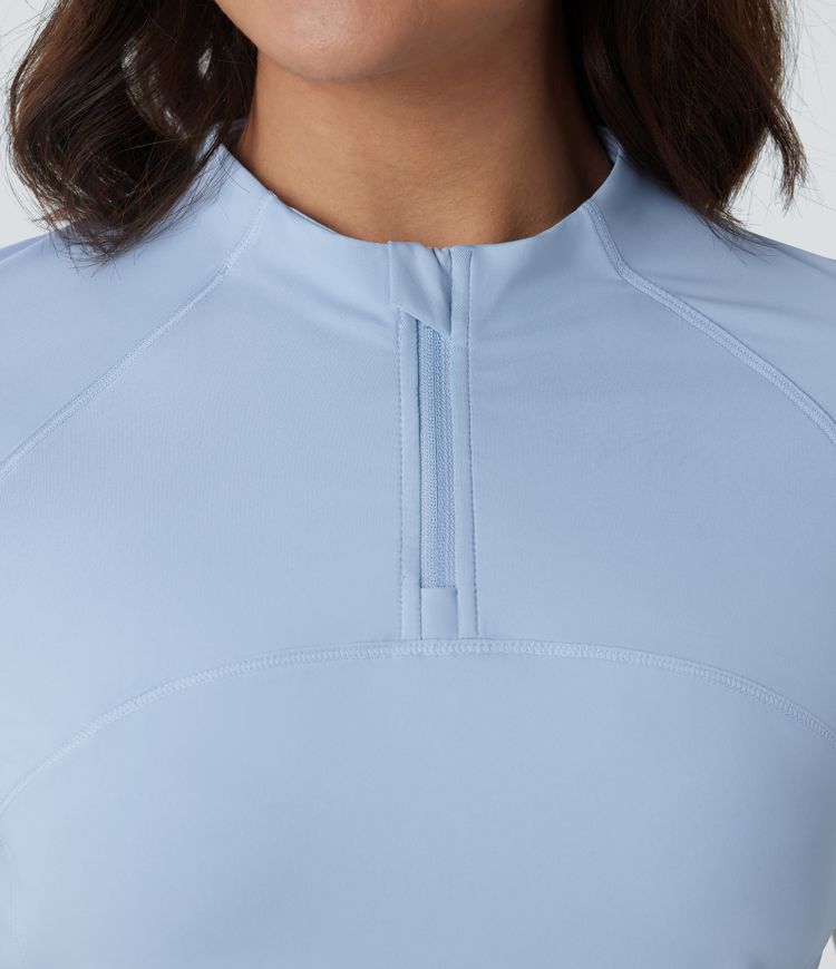 Golf-Sport-Top mit Seitentaschen, Stehkragen, Reißverschluss und abgerundetem Saum