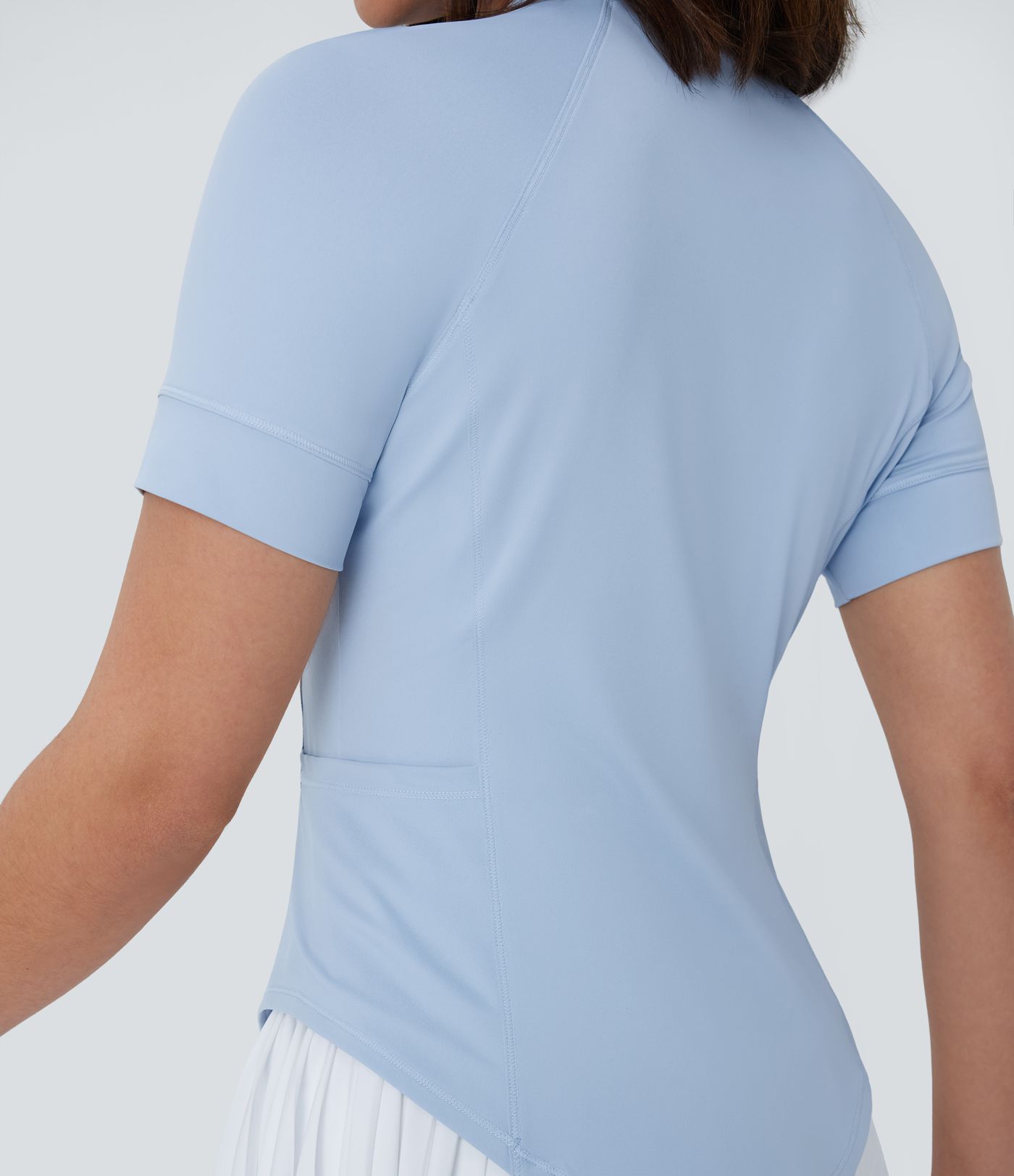 Golf-Sport-Top mit Seitentaschen, Stehkragen, Reißverschluss und abgerundetem Saum