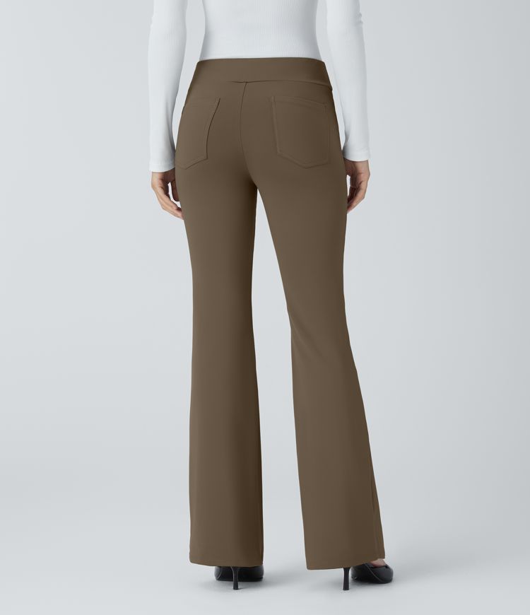 Mid Rise Back Side Pocket Slight Flare Work Pants