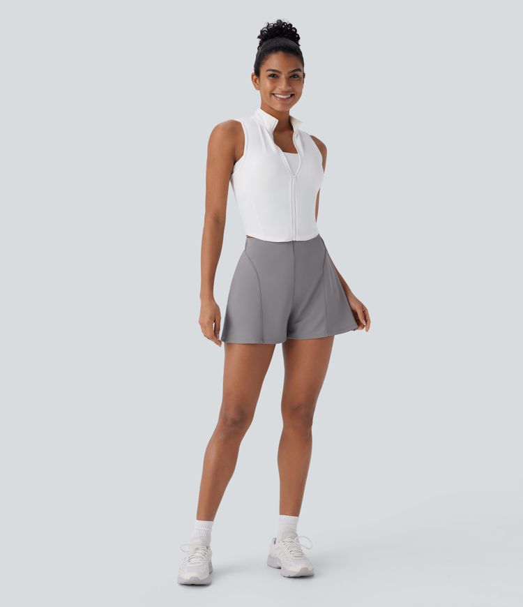 High Waisted 2-in-1 Golf Shorts-Golf Tee Pocket
