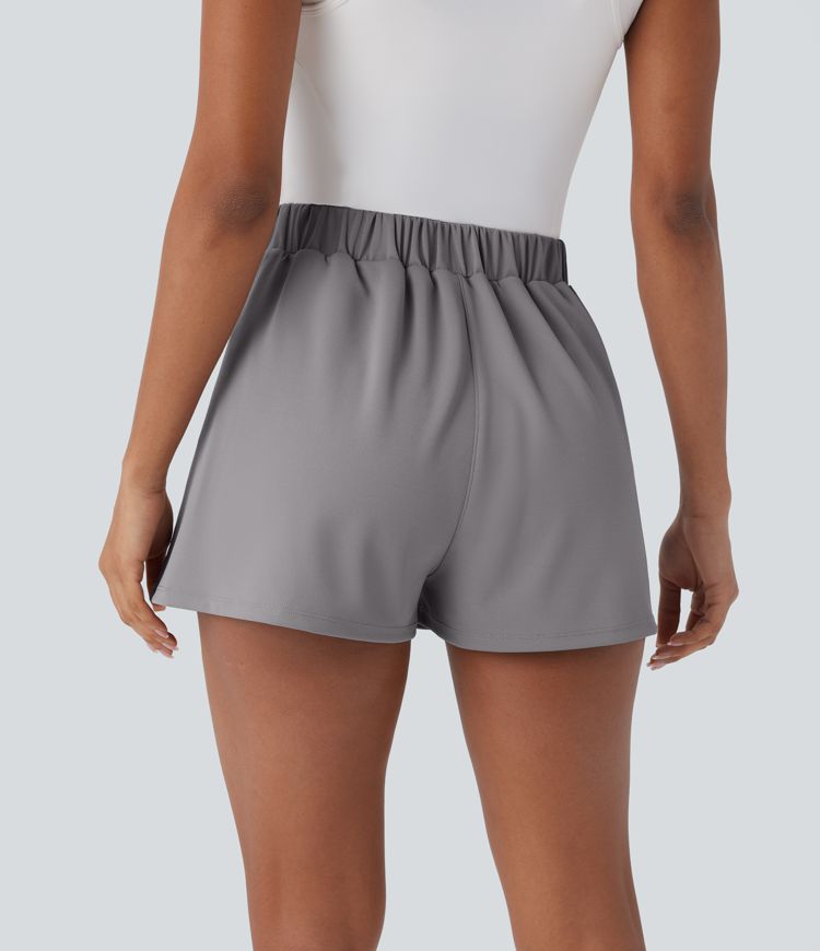 High Waisted 2-in-1 Golf Shorts-Golf Tee Pocket